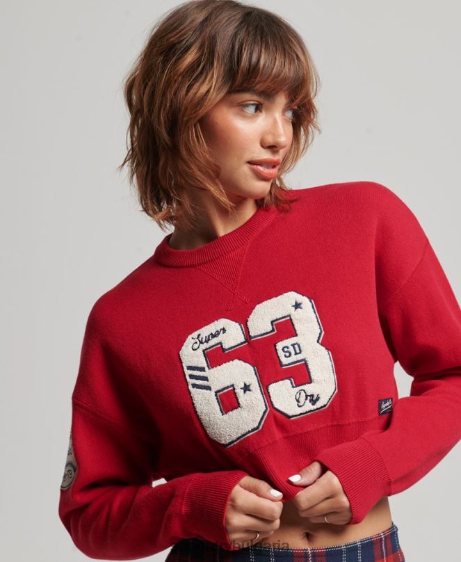Superdry облекло N00H3950 червен Жени университетски джъмпер за екипаж