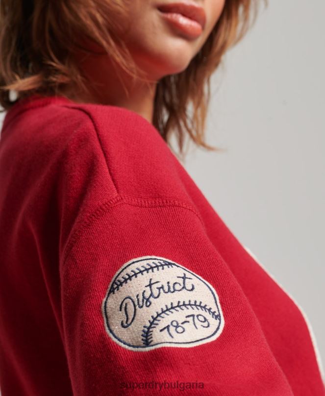 Superdry облекло N00H3950 червен Жени университетски джъмпер за екипаж