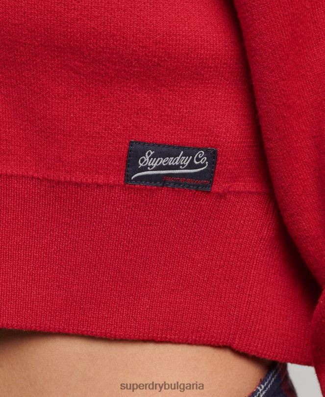 Superdry облекло N00H3950 червен Жени университетски джъмпер за екипаж