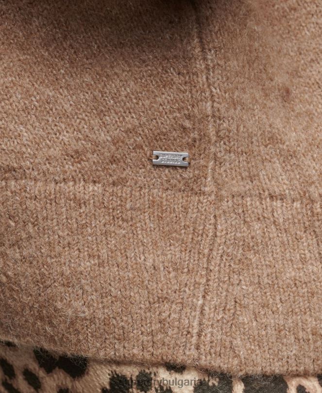 Superdry облекло N00H3951 бежово Жени жилетка с голямо деколте
