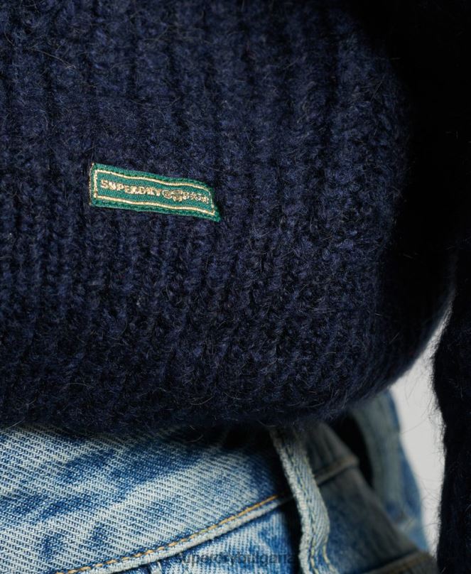 Superdry облекло N00H3955 военноморски флот Жени pointelle кабелен плетен джъмпер