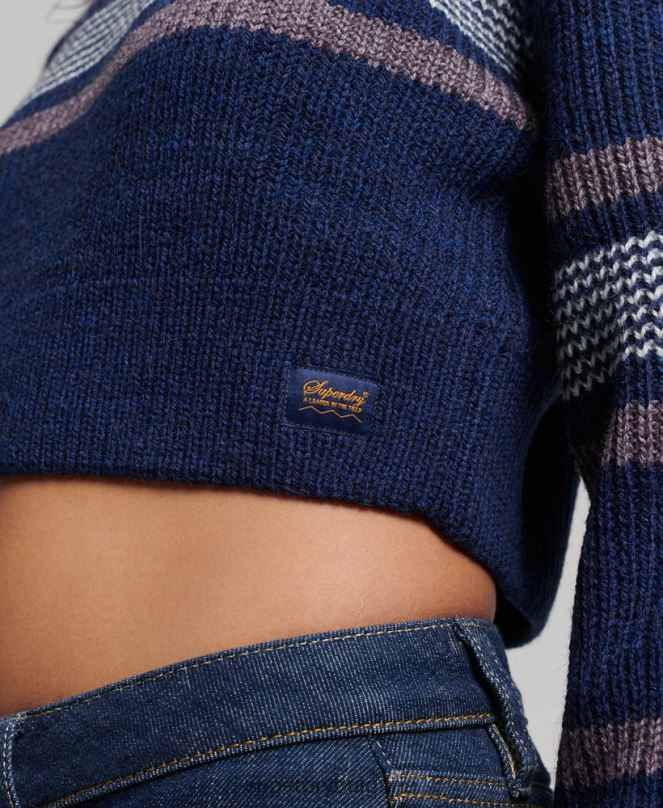 Superdry облекло N00H3957 военноморски флот Жени изрязан класически пуловер