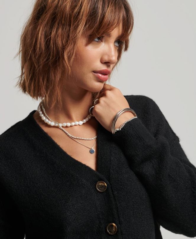 Superdry облекло N00H3965 черен Жени жилетка с голямо деколте