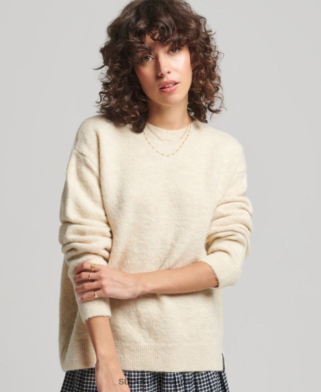 Superdry облекло N00H3967 сметана Жени основен супер мек пуловер с кръгла яка