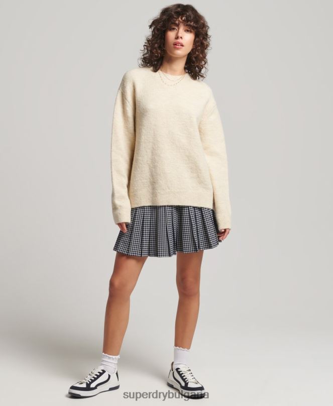Superdry облекло N00H3967 сметана Жени основен супер мек пуловер с кръгла яка