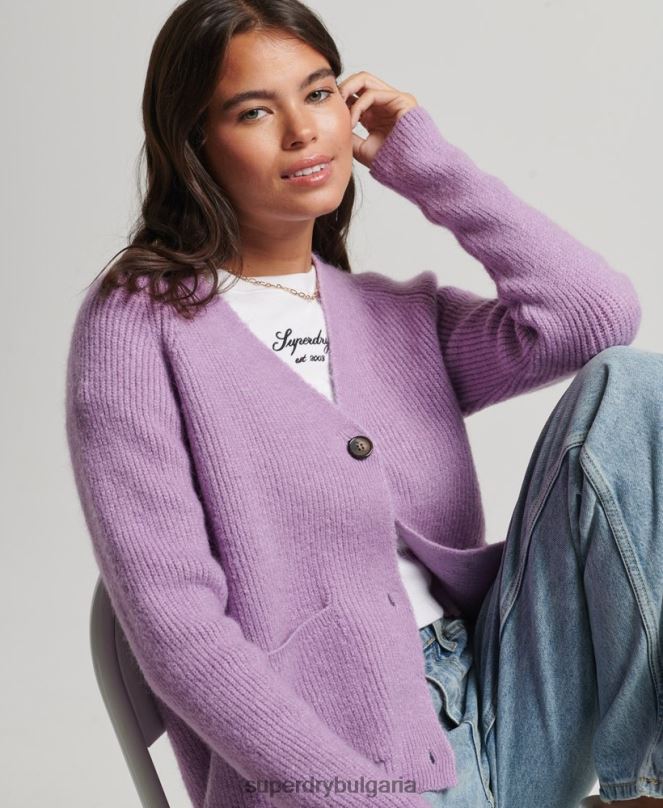 Superdry облекло N00H3968 лилаво Жени основна супер мека жилетка