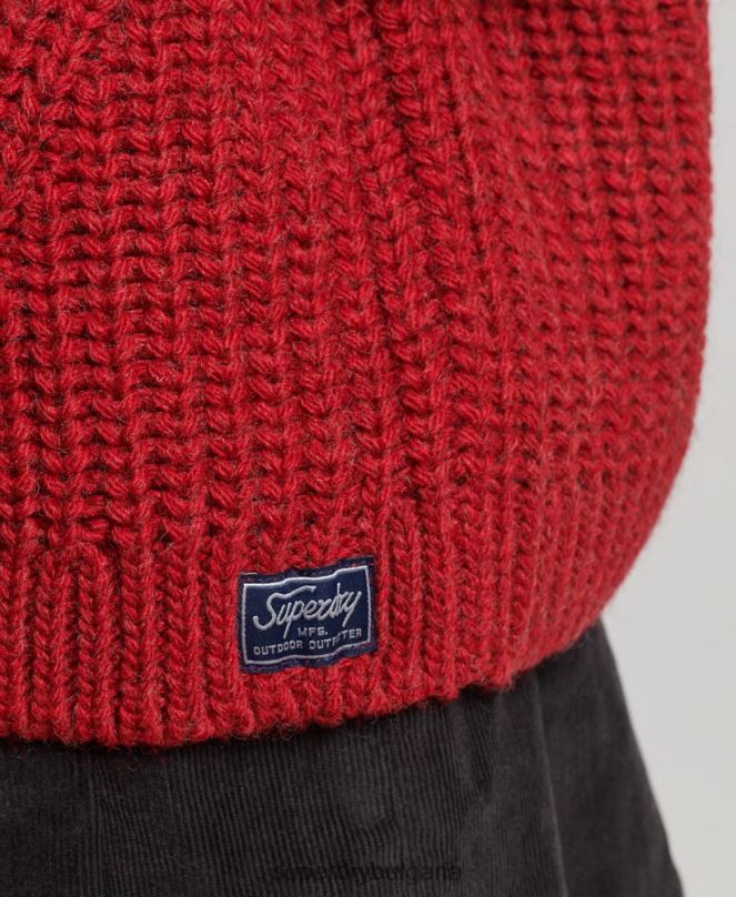 Superdry облекло N00H3969 червен Жени плетен джъмпер с ролка с напуснат шев