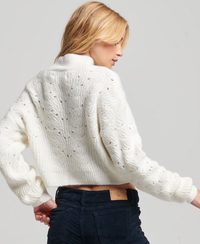 Superdry облекло N00H3971 сметана Жени pointelle кабелен плетен джъмпер