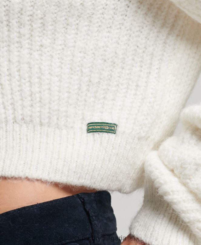 Superdry облекло N00H3971 сметана Жени pointelle кабелен плетен джъмпер