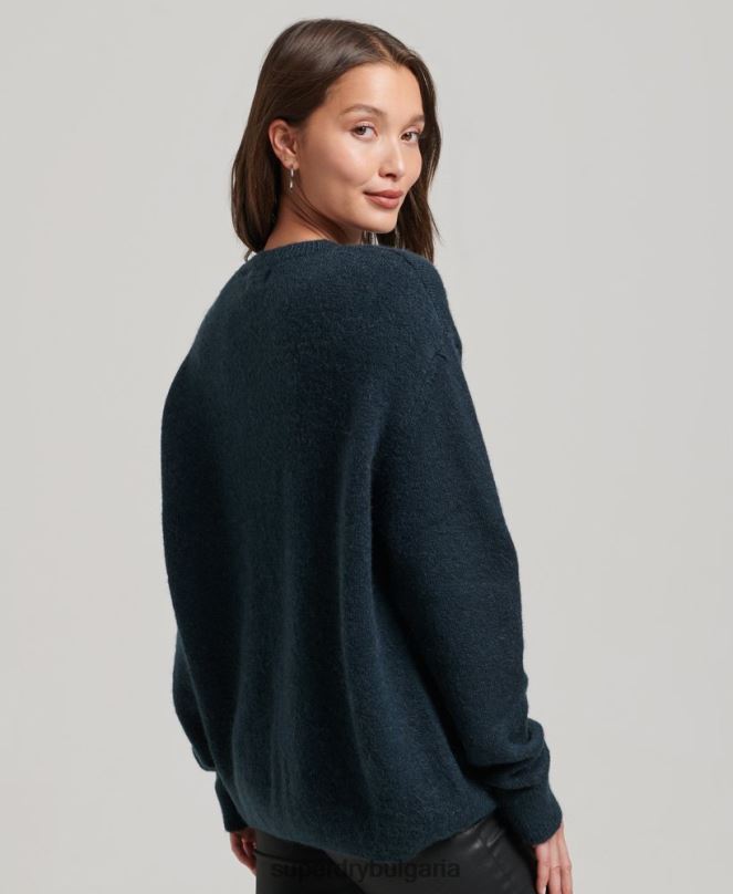 Superdry облекло N00H3972 военноморски флот Жени основен супер мек пуловер с кръгла яка