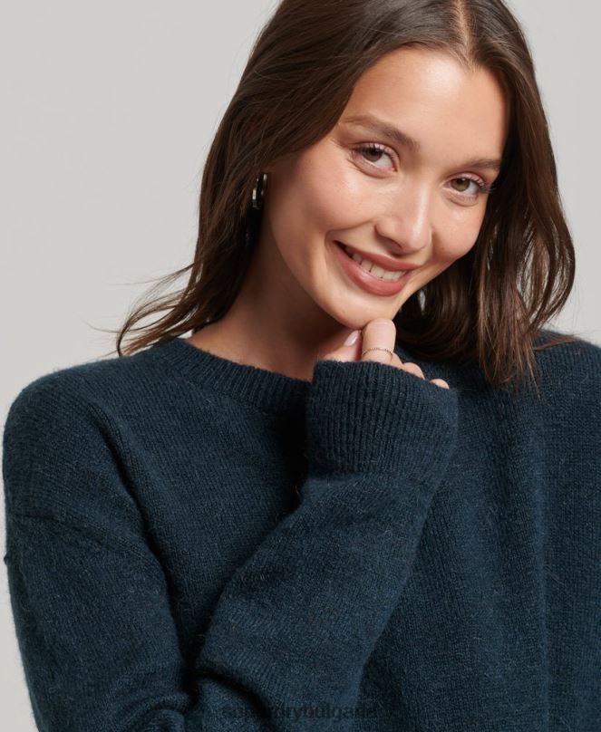Superdry облекло N00H3972 военноморски флот Жени основен супер мек пуловер с кръгла яка