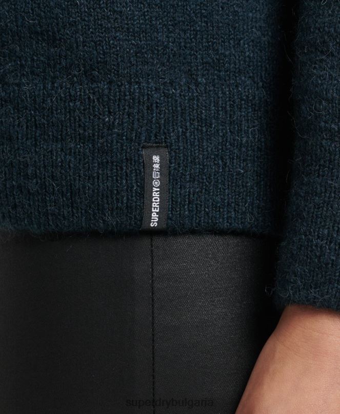 Superdry облекло N00H3972 военноморски флот Жени основен супер мек пуловер с кръгла яка