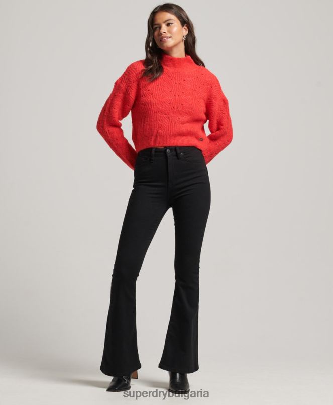 Superdry облекло N00H3977 червен Жени pointelle кабелен плетен джъмпер