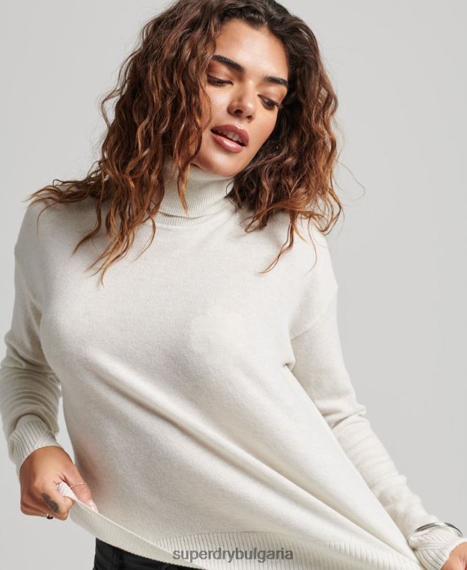 Superdry облекло N00H3979 светло сив Жени пуловер от агнешка вълна