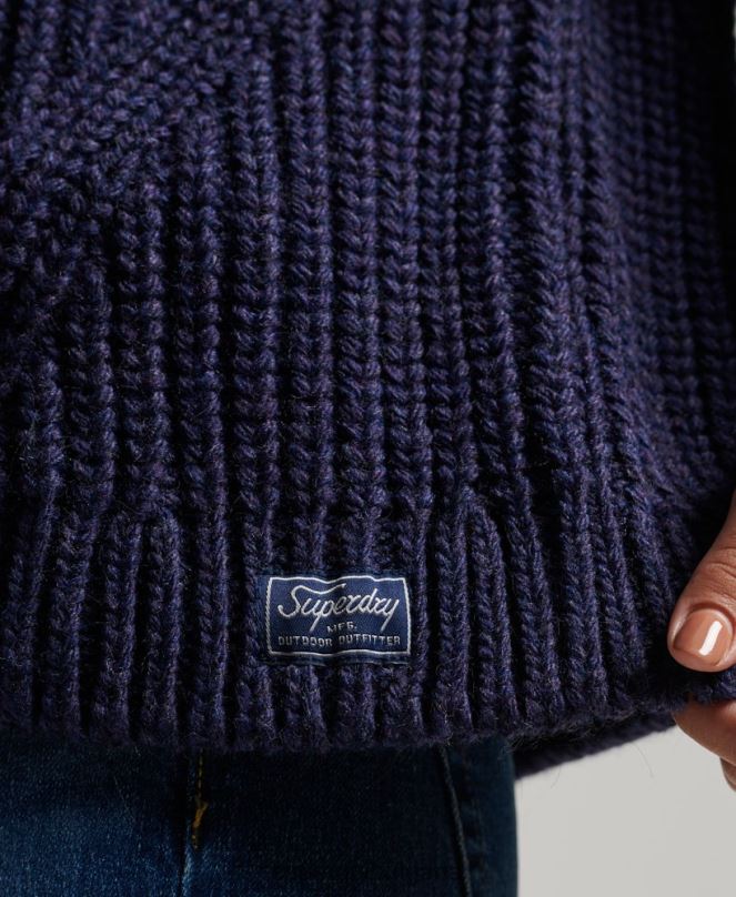 Superdry облекло N00H3980 военноморски флот Жени плетен джъмпер с ролка с напуснат шев