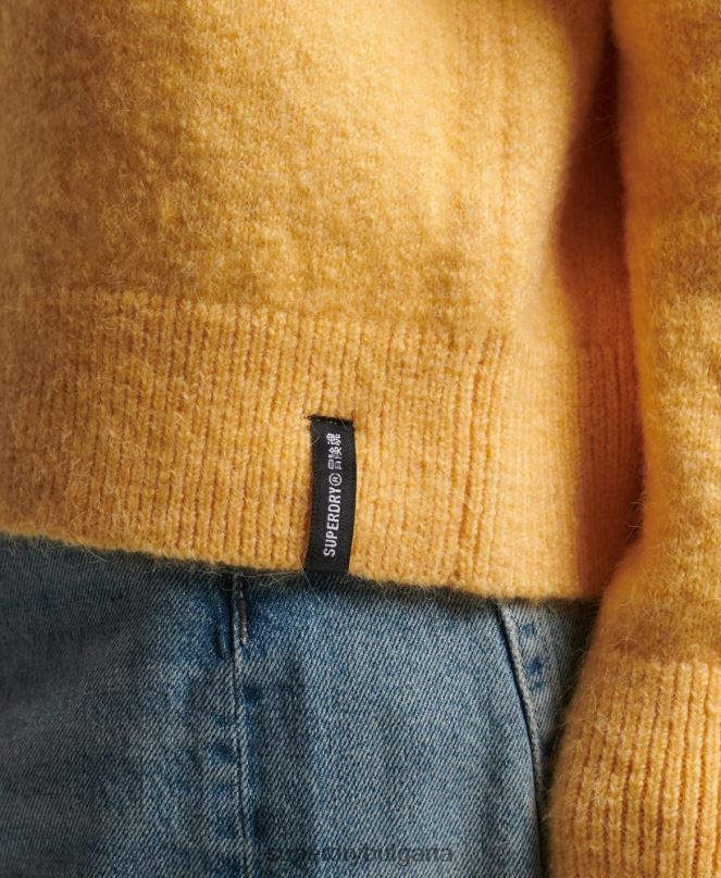 Superdry облекло N00H3981 жълто Жени основен супер мек пуловер с кръгла яка
