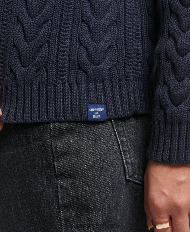 Superdry облекло N00H3985 военноморски флот Жени джъмпер за врат на ролка за кабел за рамо