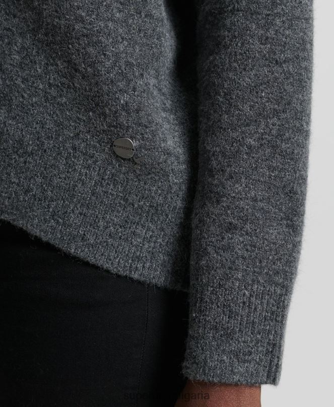 Superdry облекло N00H3992 тъмно сив Жени studios плетен джъмпер с v-образно деколте