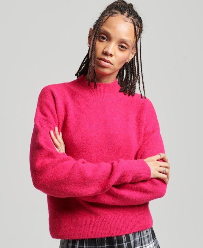 Superdry облекло N00H3997 розово Жени винтидж есенциален фалшив пуловер с деколте