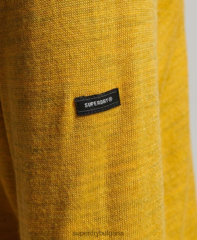 Superdry облекло N00H3998 жълто Жени studios свободен мериносов пуловер