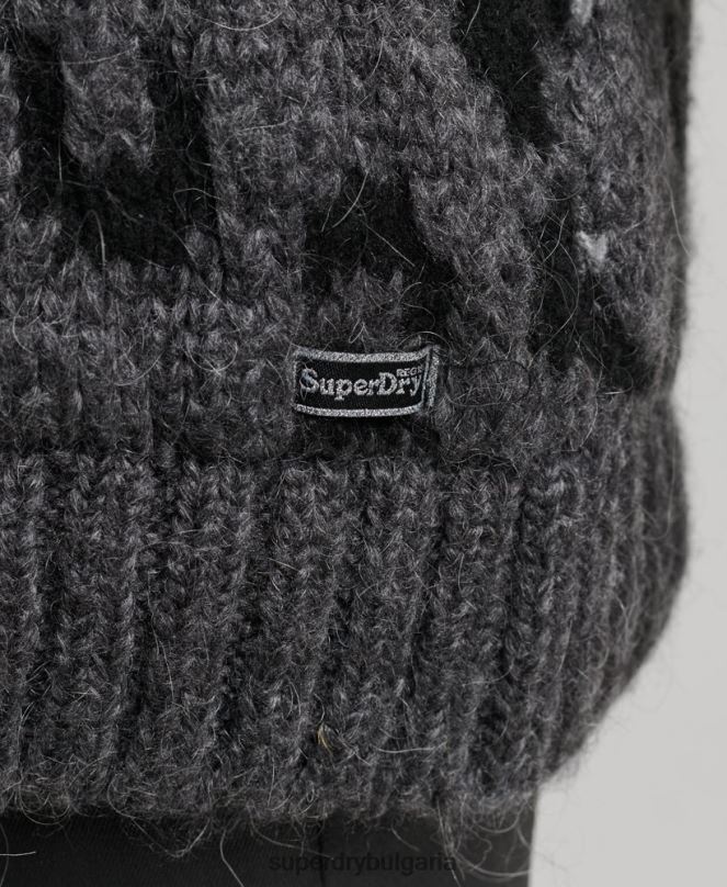 Superdry облекло N00H3999 сиво Жени напуснат плетен джъмпер