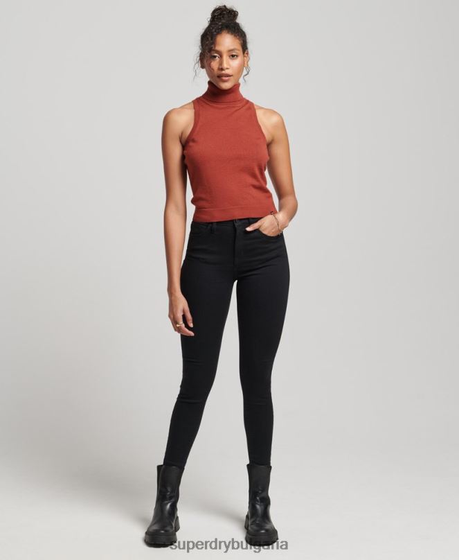 Superdry облекло N00H4000 тен Жени studios мериносова жилетка с деколте