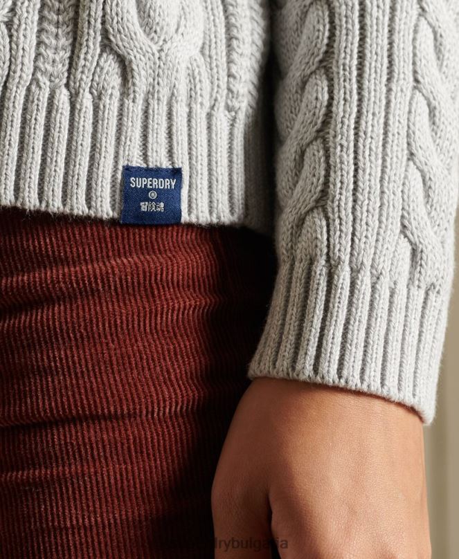 Superdry облекло N00H4002 сиво Жени джъмпер за врат на ролка за кабел за рамо