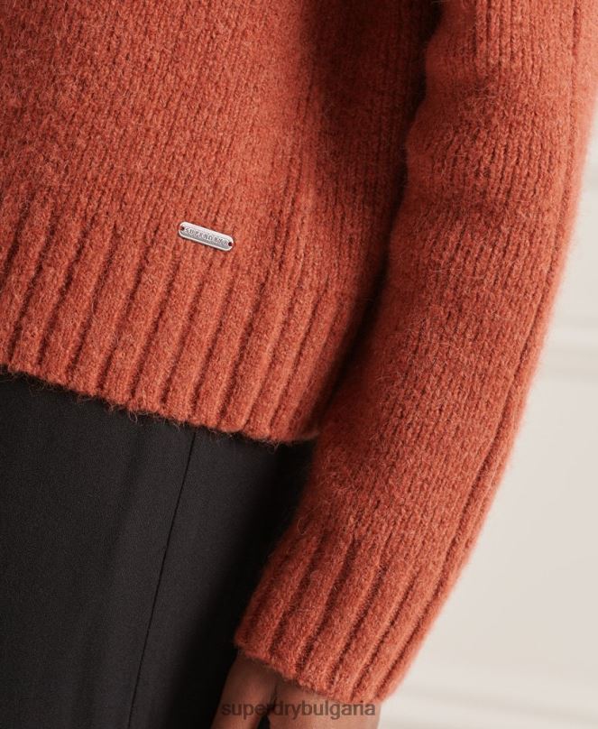 Superdry облекло N00H4004 оранжево Жени студиен пуловер с плътно ролково деколте