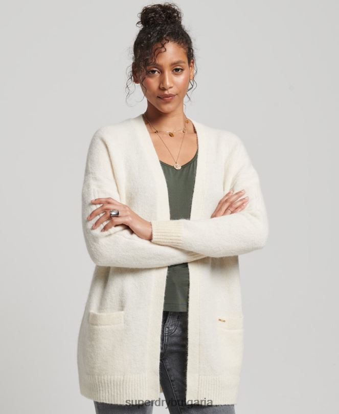 Superdry облекло N00H4008 бяло Жени студия дълга жилетка