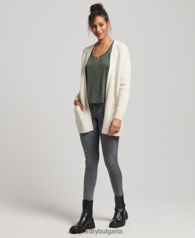 Superdry облекло N00H4008 бяло Жени студия дълга жилетка