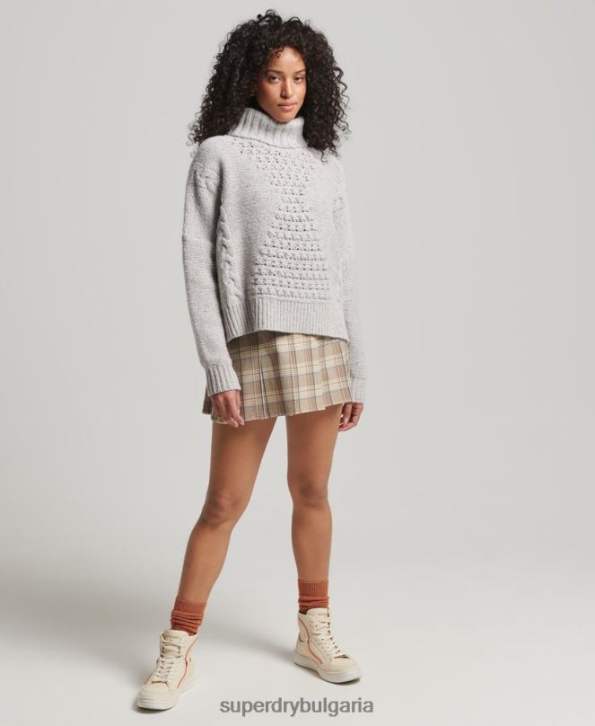 Superdry облекло N00H4010 бяло Жени буци кабелна ролка джъмпер врата
