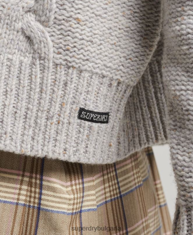 Superdry облекло N00H4010 бяло Жени буци кабелна ролка джъмпер врата