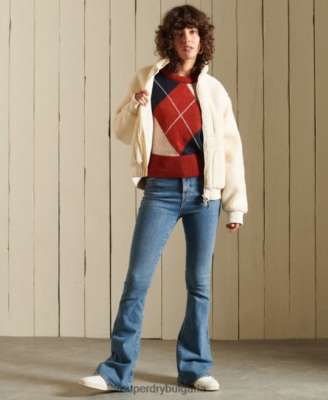 Superdry облекло N00H4011 червен Жени шарен пуловер на екипажа