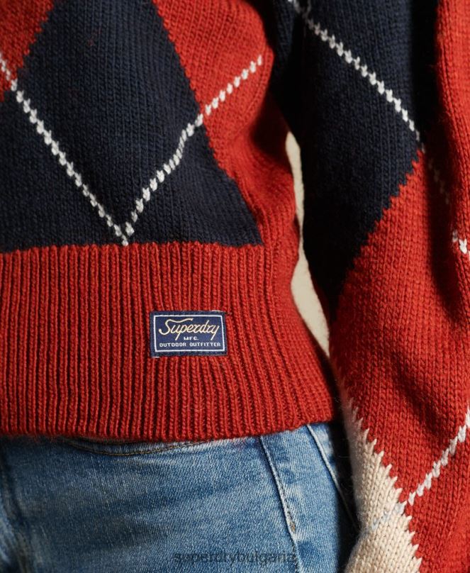 Superdry облекло N00H4011 червен Жени шарен пуловер на екипажа