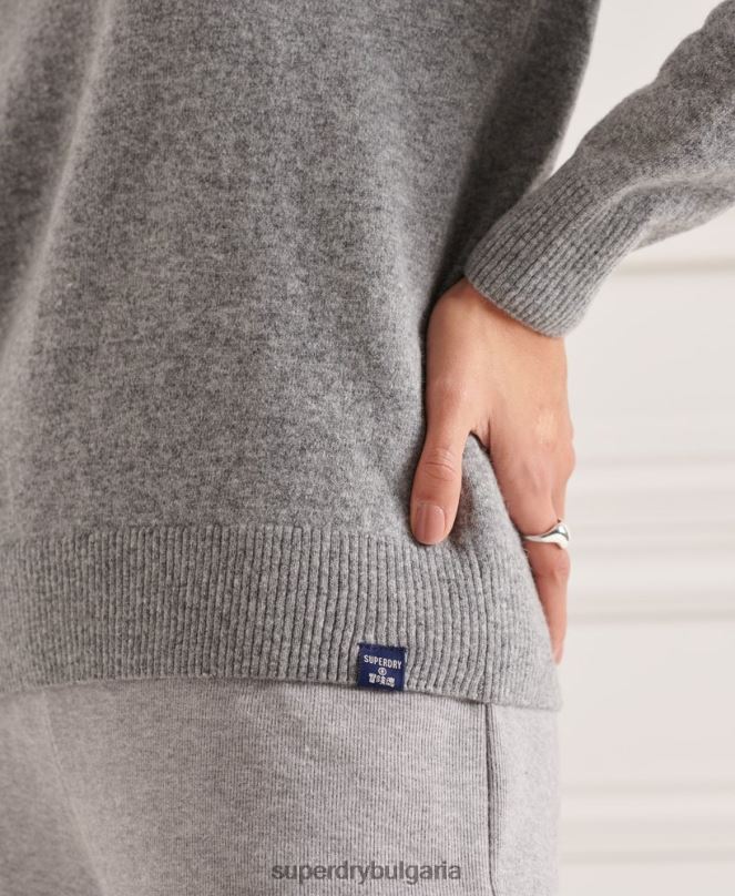 Superdry облекло N00H4018 светло сив Жени пуловер от агнешка вълна