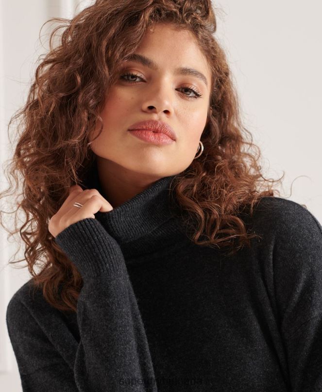Superdry облекло N00H4019 тъмно сив Жени пуловер от агнешка вълна
