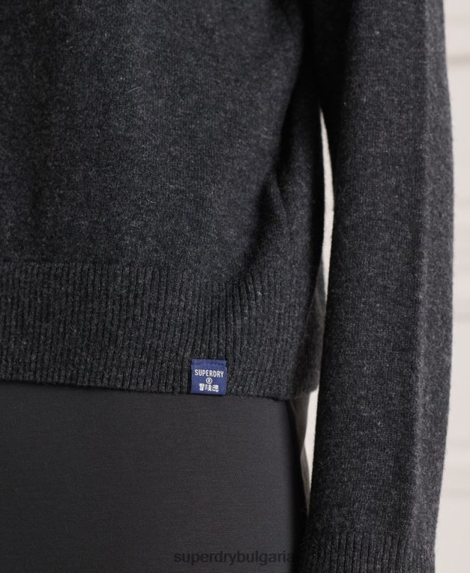 Superdry облекло N00H4019 тъмно сив Жени пуловер от агнешка вълна