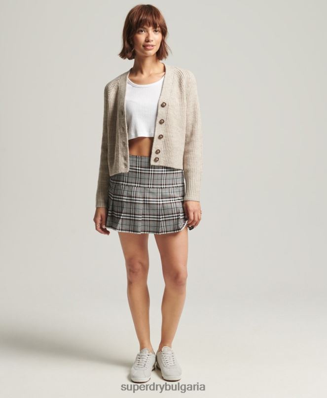 Superdry облекло N00H4022 бежово Жени Джесика жилетка с v-образно деколте
