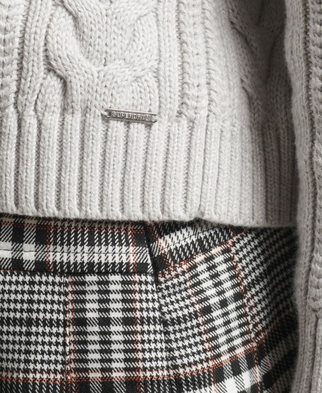 Superdry облекло N00H4024 светло сив Жени плетен джъмпер с кръгла яка