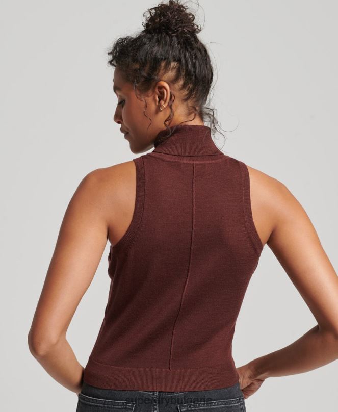 Superdry облекло N00H4031 кафяво Жени studios мериносова жилетка с деколте