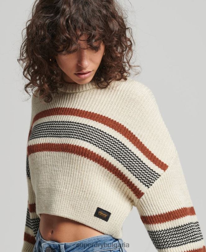 Superdry облекло N00H4036 бяло Жени изрязан класически пуловер