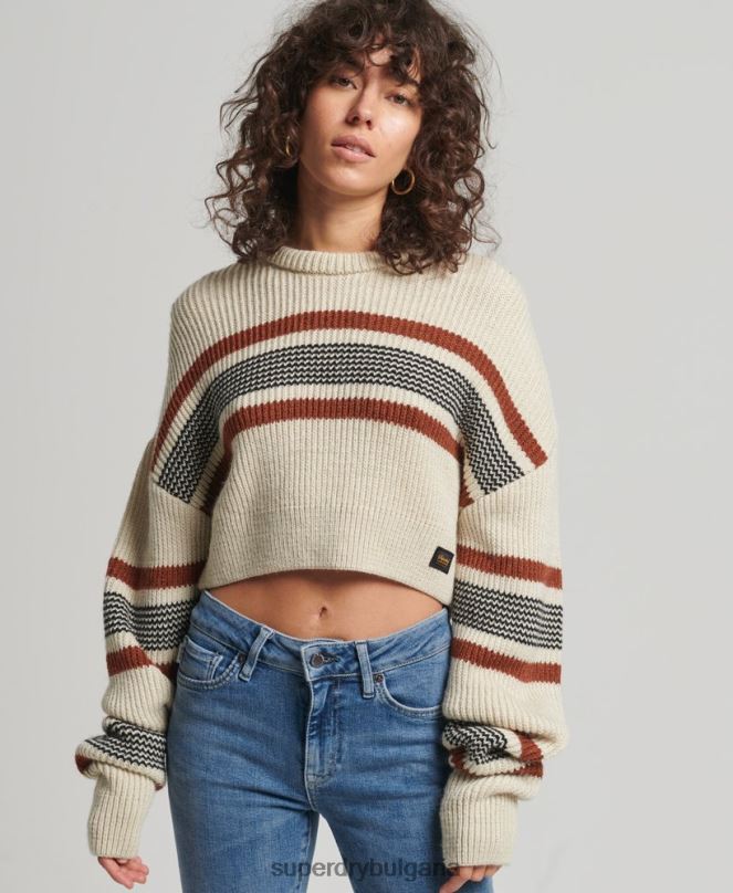 Superdry облекло N00H4036 бяло Жени изрязан класически пуловер