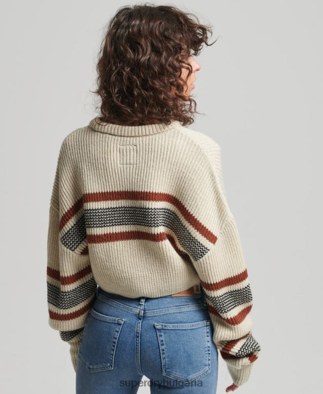 Superdry облекло N00H4036 бяло Жени изрязан класически пуловер