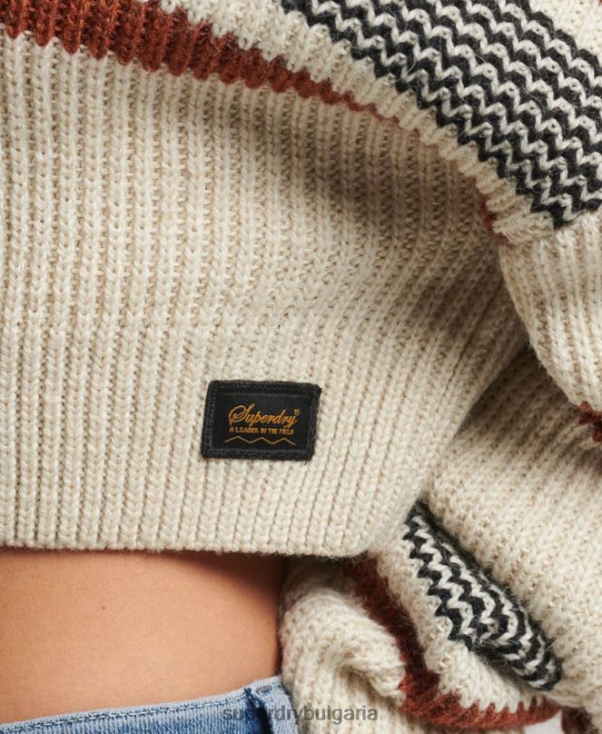 Superdry облекло N00H4036 бяло Жени изрязан класически пуловер