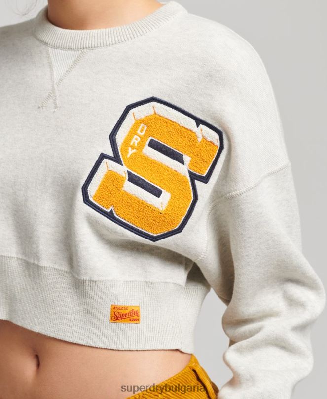 Superdry облекло N00H4039 сиво Жени памучен пуловер от университетски култури от органичен памук