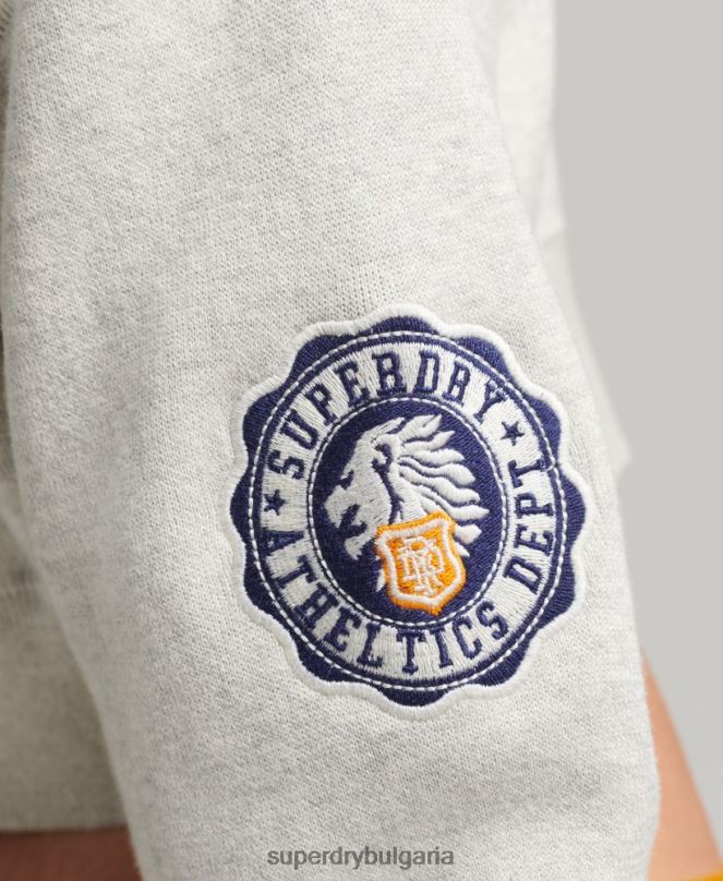 Superdry облекло N00H4039 сиво Жени памучен пуловер от университетски култури от органичен памук