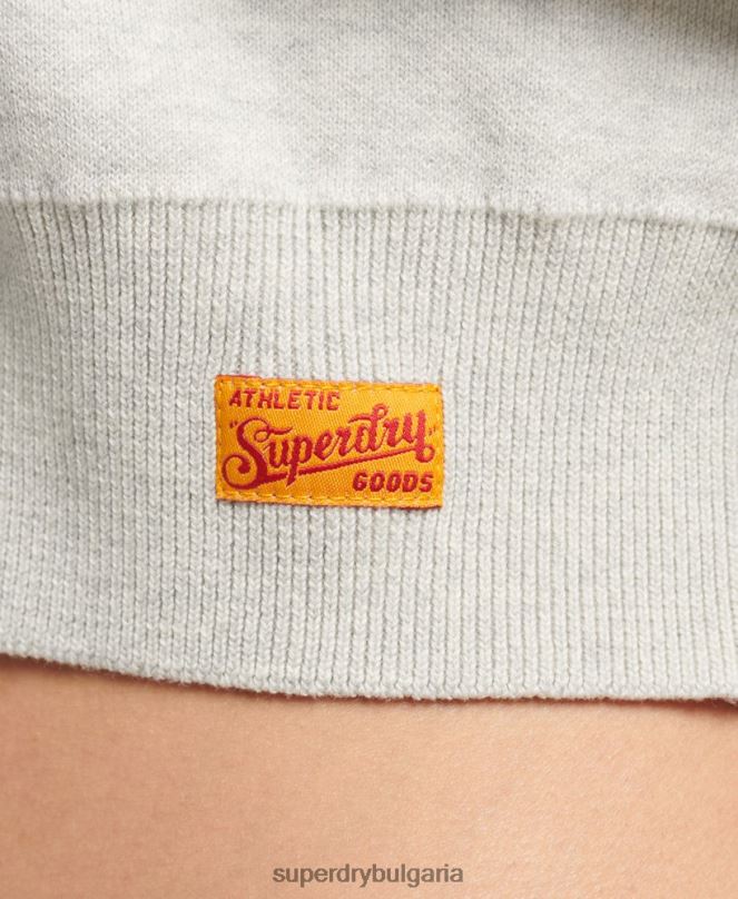 Superdry облекло N00H4039 сиво Жени памучен пуловер от университетски култури от органичен памук