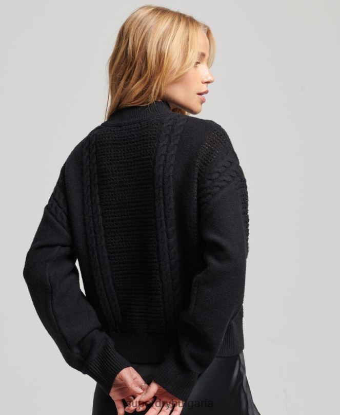 Superdry облекло N00H6529 черен Жени трикотажен джъмпер с кръгло деколте