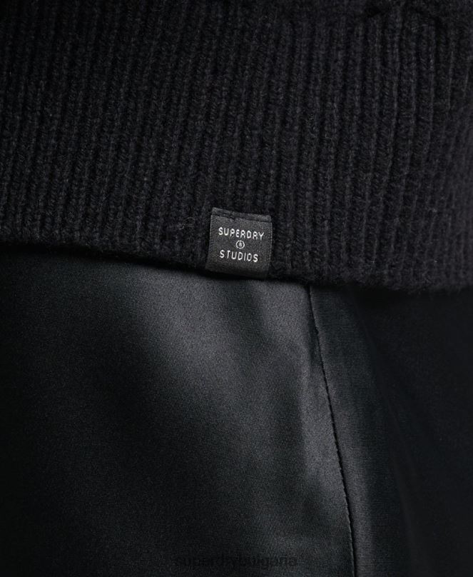 Superdry облекло N00H6529 черен Жени трикотажен джъмпер с кръгло деколте