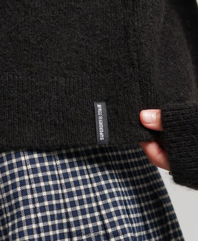 Superdry облекло N00H6531 черен Жени винтидж есенциален фалшив пуловер с деколте